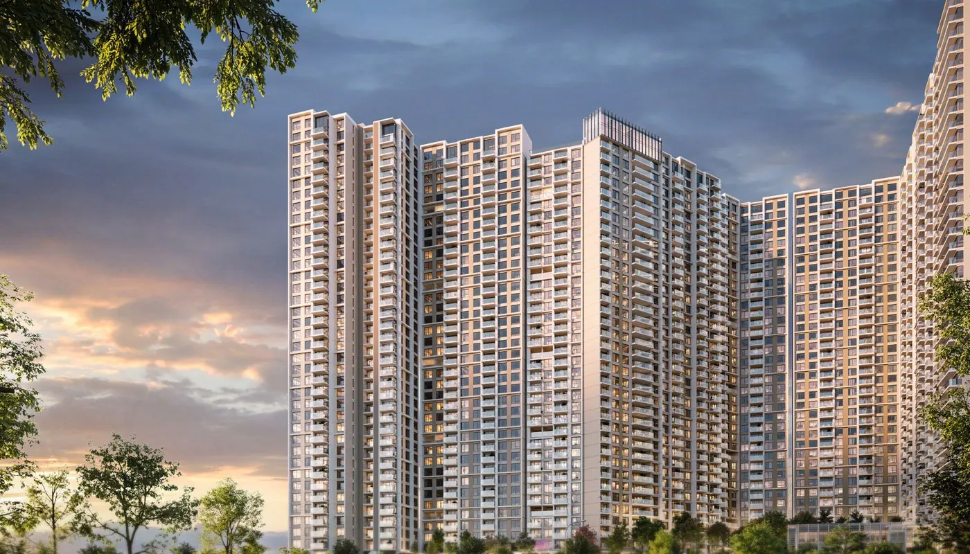 DLF Westpark towers in Andheri West at sunset